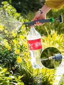 1 件可调节饮料瓶喷雾器，浇花喷头，压力雾化喷嘴园艺工具；可调节喷嘴花园喷雾器，塑料高压手动泵喷头适合标准饮料瓶，手持式植物浇水装置