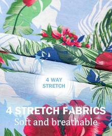 Big And Tall Men's Hawaiian Shirt - Short Sleeve, Tropical Floral Button Down Casual Summer Beach Shirthalloween - 綠色雞蛋花 - 查看 6