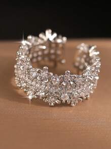 1pc Exquisite Many Three-Dimensional Small Flowers Rings For Women Engagement Cubic Zirconia Gifis Daily Wear Copper Jewelry