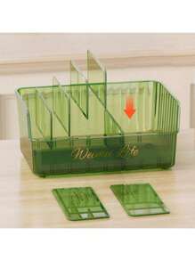 1pc Green Transparent Plastic Kitchen Storage Box, Weimei Life Bottled Condiment Rack, Storage Tray, Dining Table Spice Organizer, Categorized Storage & Space Saving & Easy To Clean