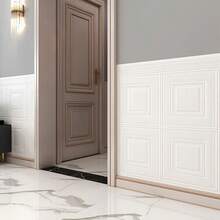 50pcs/100pcs 3D Foam Wall Tile Stickers, Self-Adhesive, Waterproof, Anti-Collision, Easy Stick & Peel, Easy Clean, Free Cutting, 35x35cm For Kitchen, Living Room, Bathroom, Corridor - trắng - Xem 6