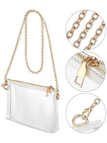 Women's Clear Crossbody Bag Stadium Approved PVC Purse Zipper Transparent Shoulder Bag For Outdoor Activities, Concerts & Sports Events - 金色 - 查看 7