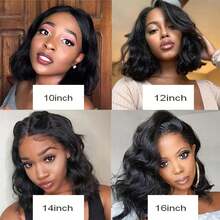 Short Bob Wigs Human Hair 13x6 Lace Front Wigs Human Hair Pre Plucked Wigs For Black Women Short Glueless Wig Body Wave Lace Front Human Hair Wig Beginners Friendly 250% Density - Natural Black - 查看 9