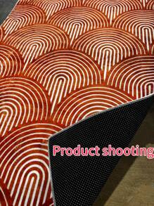 1pc Orange Geometric Rainbow Pattern Carpet, Suitable For Living Room, Bedroom, Modern Abstract Striped Office Carpet, Soft Rug, Room Decor, Farmhouse Floor Cover Orange, Living Room Carpet, Rug, Living Room Area Rug, Area Small Rug, Mat, Home Decor, Large Living Room Carpet, Living Room Home Decor, Room Decoration, Washable Carpet
