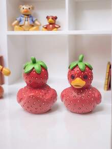 1件趣味草莓鸭、菠萝鸭、沙滩鸭家居装饰摆件,手工树脂材质,亮红色、黄色和绿色,可爱卡通水果鸭摆件,适合家居、办公室、房间、卧室装饰,圣诞礼物,情人节礼物(送给她) - 彩色 - 查看 8