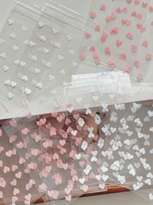 100 个/50 个带有心形图案的自粘塑料袋，耐污，一次性，多用途礼品包装材料 - 非常适合礼物和生日礼物！ - 無色 - 查看 5