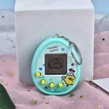 Consola de juegos portátil, Consola de juegos electrónica de mascota virtual estilo nostálgico Genie, en color rosa y morado, con juego de romper huevos, mini consola de juegos electrónica portátil, llavero pendiente con decoración de huevo de mascota virtual, casual