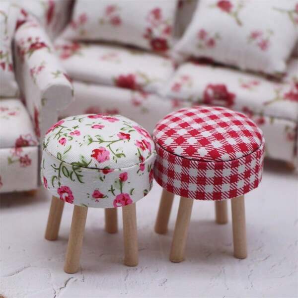 Mini Furniture Round Stool Model, Miniature Vanity Bar Stool, Handmade Miniature Home Decor DIY Accessories, Collection Gift For Hobbyists And Enthusiasts