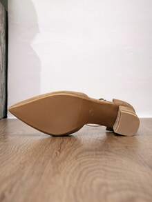 Giày khoét lỗ thời trang cho mùa xuân và mùa thu, giày đi làm tối giản, giày cao gót dự tiệc có thiết kế khóa quai, giày cao gót mũi nhọn gợi cảm và thoải mái cho phụ nữ, thanh lịch, giày cao gót nữ, thanh lịch - Màu be - Xem 6