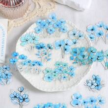 15 件透明花朵贴纸，用于剪贴簿 PET 花卉贴纸，彩色复古工艺贴纸，用于日记剪贴簿，透明花朵贴花，适用于学校用品，返校