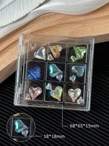 亚克力水晶展示盒美甲首饰配件收纳盒，便携式翻盖收纳盒（不含水晶）