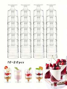 20pcs Mini Dessert Cup Clear Parfait Appetizer Cup Small Serving Bowl, Plastic Small Dessert Cups, Clear Plastic Cups Without Spoon, Reusable Mini Dessert Cup, Party Supplies, Cups Plastic Travel For Cakes, Ice Cream, Tasting, Party, Buffet, Wedding, Picnic Party, Ramadan, Party Supplies, Cups Plastic (Without Spoon) - Multicolor - View 10