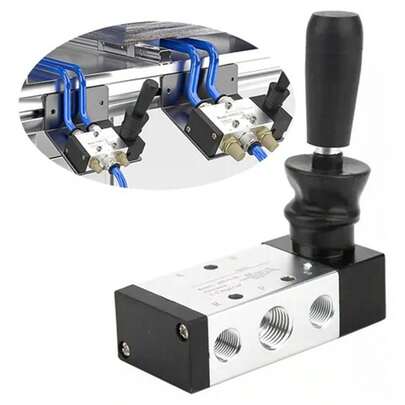 Válvula neumática de palanca de 5 vías y 2 posiciones 1/4 Npt, utilizada para controlar la presión, el flujo y la dirección del flujo de aire en sistemas neumáticos y para asegurar el funcionamiento normal de varios componentes neumáticos en actuadores o mecanismos neumáticos.