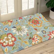 1 pieza, Decoración para el hogar, Alfombra, felpudo o tapete de cerámica de diatomita con patrón floral vintage impreso, antideslizante, rectangular con impresión 3D, apto para sala de estar, dormitorio, pasillo, baño, lavandería - Alfombras de poliéster, aptas para decoración de interiores y exteriores del hogar