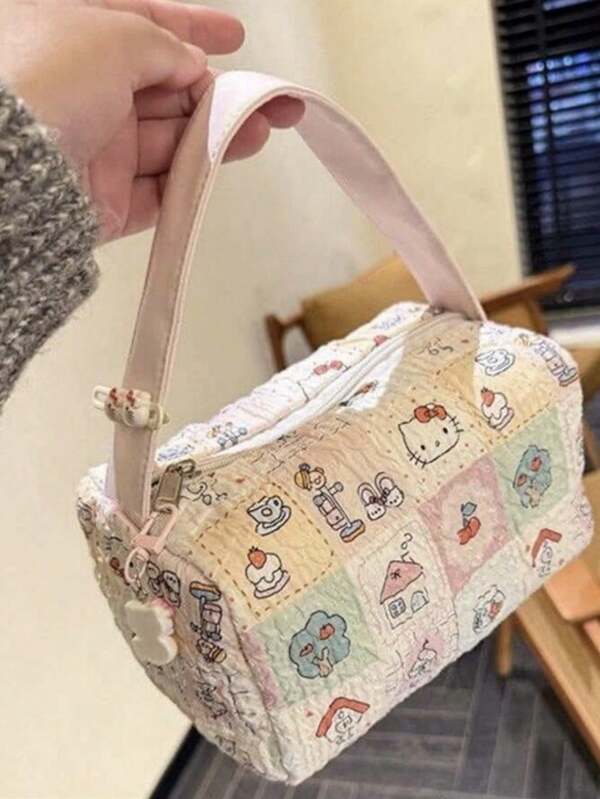 Sanrio حقيبة تجميل جذابة للغاية بشخصيات كرتونية من سانريو. حقيبة تخزين كبيرة السعة وقابلة للحمل. مناسبة للسفر والرياضة والتنقل. هدايا عيد الميلاد ورأس السنة. حقيبة تخزين جذابة للغاية