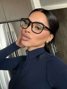 1 Pc Women Square Full-Rim Black Glasses, Men Light Glasses, Fashion Casual Office Wear - Multicolor - View 11