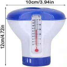 2 piezas Termómetro de piscina flotante, dispensador de cloro flotante, de gran capacidad y liberación ajustable, pastillas para piscina de 5 pulgadas, esenciales de playa, accesorios de playa