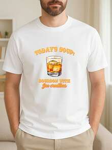 Young Men Graphic T-Shirt Today's Soup: Bourbon With Ice Croutons Cotton For Clubwear - White - View 3