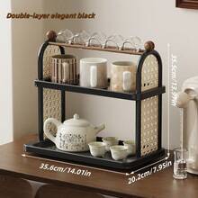 1pc Cup Holder Organizer Rack, Multi-Tier Table-Top Cup, Tea, Coffee Mug Display Stand, Kitchen Vintage Draining Shelf