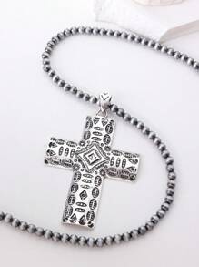 1 pezzo Collana vintage con pendente in stile europeo minimalista con motivo geometrico in perline CCB, design unisex