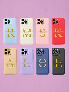 定制手机壳，后盖 INS 奢华韩国皮革防震外壳个性化首字母名称 3D DIY 雕刻金字母烫印技术
