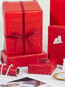 1 Cuộn Giấy Gói Quà Kim Loại Mờ, Giấy Màu Trơn, Giấy Gói Quà, Thích Hợp Cho Đám Cưới, Ngày Valentine, Sinh Nhật, Giáng Sinh, Tự Làm Bó Hoa Và Các Dịp Khác, Giấy Gói Quà Giáng Sinh Kim Loại, Giấy Trang Trí Giáng Sinh Tự Làm, Họa Tiết Trơn, Giấy Gói Mờ - Đỏ tươi - Xem 9