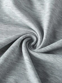 青少年女孩休闲图案印花圆领长袖运动衫，秋冬 - 灰色 - 查看 4