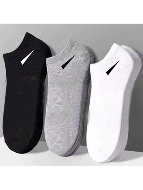 Random Color Solid Short Socks With Silicone Non-Slip Design, Breathable Moisture-Wicking Casual Sports Invisible Socks For Men