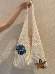 Bolso de mano minimalista suave de punto, nuevo bolso de mano casual versátil de gran capacidad para ir al trabajo para mujeres