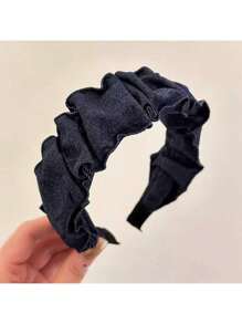 1 stuk Koreaanse vintage denim hoofdband, brede effen haaraccessoires met brede rand voor dames, haarband, haarringen