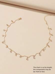 Scallop Crystal Tassel Necklace - Yellow Gold - View 2