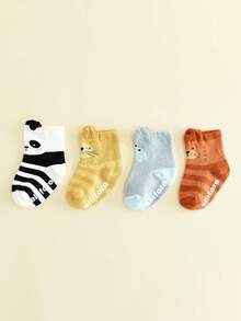 4 双防滑婴儿袜，婴儿船袜，适合男婴和女婴 - 彩色 - 查看 7