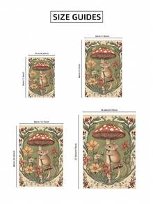 1 件无框 Cottagecore 老鼠墙壁艺术印刷品，复古羊皮纸上印有舒适林地插图、红色蘑菇和野花 | 乡村植物帆布海报，适合托儿所、公寓、客厅、卧室 | 完美的礼物和派对装饰、墙面印刷、度假旅行、海滩毕业典礼、返校、时髦海报（无框民间艺术）