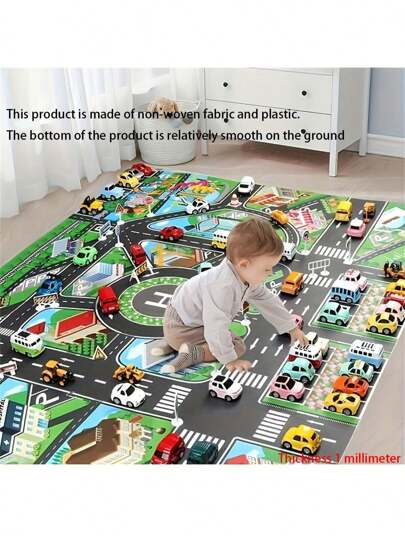 قطعة واحدة، سجادة لعبة النقل الحضري، سماكة رقيقة، بدون سجاد، سجادة لعبة كبيرة غير منسوجة، مقاومة للماء والرطوبة، خريطة طرق تفاعلية للعب السيارات للأطفال، ديكور الغرفة، أدوات تعليمية، هدايا عيد الميلاد وعيد الهالوين، مصنوعة من قماش غير منسوج وبلاستيك. هذا المنتج قابل للانزلاق عندما يوضع على الأرض (باستثناء السيارات الصغيرة)، ألعاب الأطفال، ألعاب، ألعاب الصبية