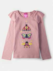 Conjunto Infantil Feminino Meia Estação Mariposas Rosa Bebê 048 - Laluna - Rosa Bebê - Visão 4