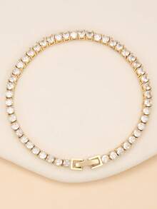 1 件时尚四叶草锆石不锈钢女士手链套装，适合日常佩戴、情侣约会、多场合搭配和送礼 - 金黃色 - 查看 5