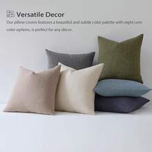 Set Of 2 Dark Sage Pillow Covers 22 X 22 Inch, Farmhouse Boho, Decorative Throw Pillow Covers, Linen Cushion Covers Sofa Couch, Modern Rustic Decor - Ivory and Moss Green - View 4