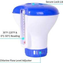 2 piezas Termómetro de piscina flotante, dispensador de cloro flotante, de gran capacidad y liberación ajustable, pastillas para piscina de 5 pulgadas, esenciales de playa, accesorios de playa