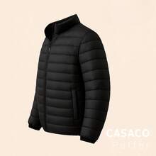 Jaqueta Feminina Puffer Forrada Sem Capuz Impermeável - Preto - Visão 2