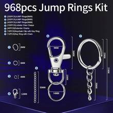 Summer Must-Have,2025 Best SellerLEOBRO Jump Rings, 968pcs Keychain Making Kit, Jewelry Making Supplies, Jump Rings For Jewelry, Charms, Keychain Clips And Keyrings For Key Chains, - 銀色 - 查看 2