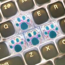 4 件手工制作的可爱猫爪键帽，适用于定制机械键盘 - ABS 树脂，商务风格，OEM 高度