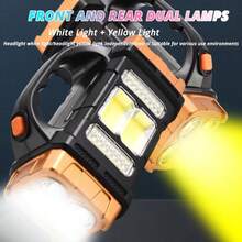 Be Prepared: Solar And USB Rechargeable LED Work Light With 1500mAh Nickel Battery, Tactical COB Technology, 4 Modes And Emergency Camping Power! - 金色 - 查看 5