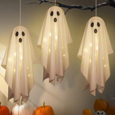 加大尺寸可爱恐怖鬼魂挂饰，适用于万圣节派对背景、酒吧聚会、狂欢之夜
