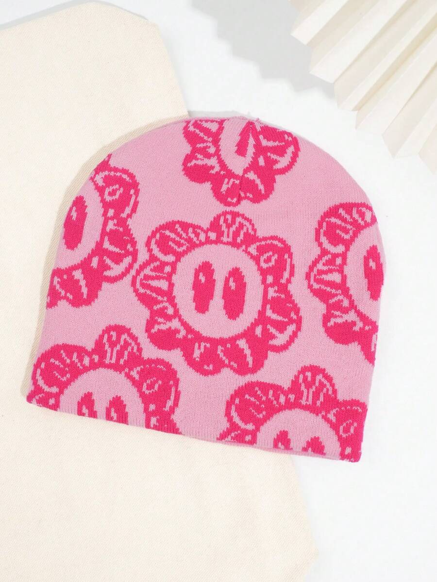 Fashionable Butterfly Pattern Knit Beanie Hat Autumn Accessories - Multicolor - View 1