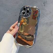 Funda para teléfono 1 pieza de TPU diseñado para teléfono con ondas galvanizadas, evita el desgaste, disipación de calor transpirable y a prueba de polvo, adecuado 11, 12, 13, 14, 15, 16 Plus Pro Promax XSMAX X/XS - Blanco - Ver 2