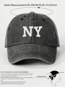 1 件“NY”字母刺绣男女通用棒球帽，适合春夏秋冬户外休闲运动