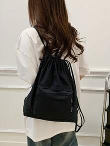 Simple Casual Drawstring Backpack; This Year's New Sports Backpack; Simple And Lightweight Travel Backpack - Black - View 3