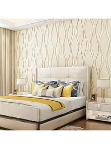 1 Cuộn Giấy Dán Tường Tự Dính 3D Gợn Nước Hiện Đại 17,7inX39,3/118,1/196,8/393in Vinyl Cong Màu Be Dễ Xé Dán Keo Thích Hợp Cho Phòng Khách Nhà Bếp Phòng Ngủ Ký Túc Xá Trang Trí Và Cải Tạo Đồ Nội Thất Trang Trí Nhà Cửa - Màu be - Xem 4