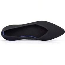 Womens Flat Shoes Classic Pointed Toe Flats Knitted Dress Shoes Soft Comfortable Dressy Flats Women - 6042黑色 - 查看 7