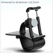 1Pc Rotating Phone Holder, 360 Degree Adjustable Car Mount Holder Clip, Clip Design Navigation Cradle, Easy Install, Suitable For Mobile Phones Of Various Sizes - Black - View 4